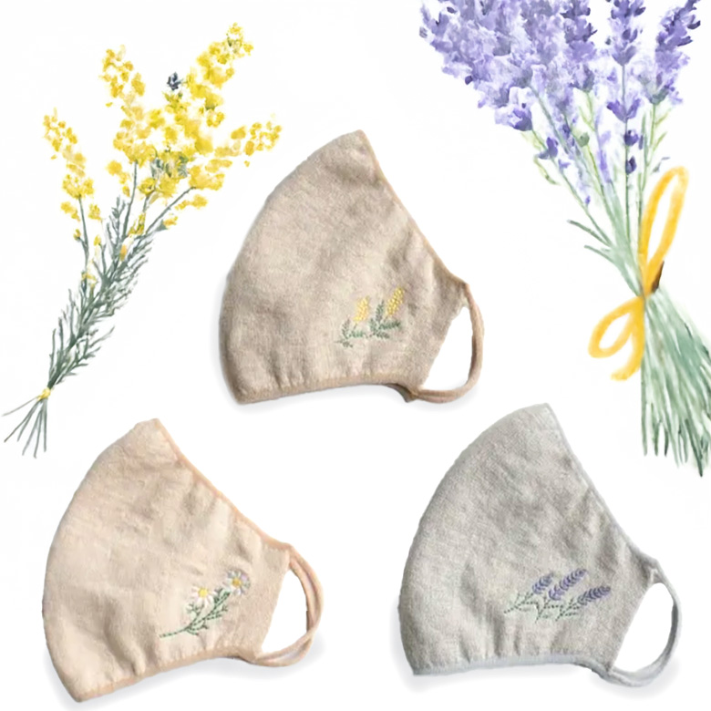 のびるニットマスク オーガニックコットン 植物染め 五泉ニット