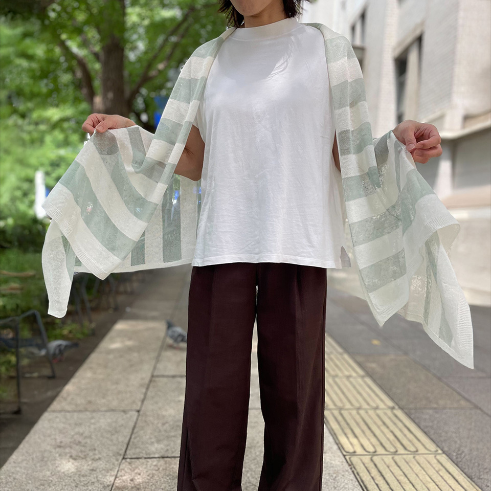五泉ニット mino summer nico / linen border 夏のはおり